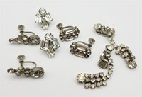 4-PAIRS OF VTG SILVER TONED CLIP ON/TWIST