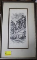 PAIR OF PRINTS OF ROME: ST. PIETRO FOUNTAIN AND