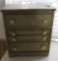 WOODEN DOLL CHEST OF DRAWERS 15" X 8" X 17"