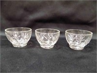 3 Vintage Glass Palm Pattern Custard dishes