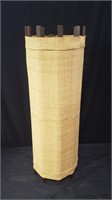 Mid century modern canvas & wood hanging lamp