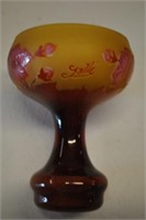 Signed Galle Art Glass Goblet Vase