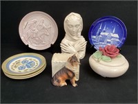 Figurines, Plates & Covered Bowl