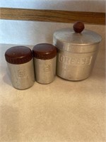 Vintage grease canister and salt and pepper