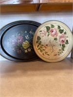 Two vintage painted trays