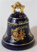 Blue Porcelaine Bell with Gold Painted Detailing L