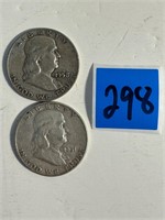 2 Silver Franklin Half Dollar see pic's for dates