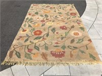 ORIENTAL YELLOW AND BEIGE FLORAL WOOL CARPET