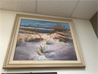 Beach painting artist signed (small room)