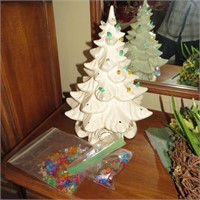 Vintage White Ceramic Christmas Tree with base