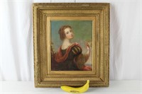 Victorian Oil Painting & Ornate Gesso Gilt Frame