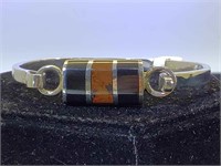 Sterling ,Onyx & Tiger Eye Cuff bracelet, 36g