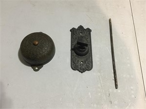 Antique Victorian ornate mechanical doorbell 1899