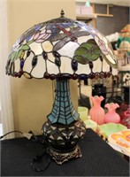 24in tall dragonfly lamp w/ leaded glass base