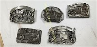 (5) collectible firefighter belt buckles
