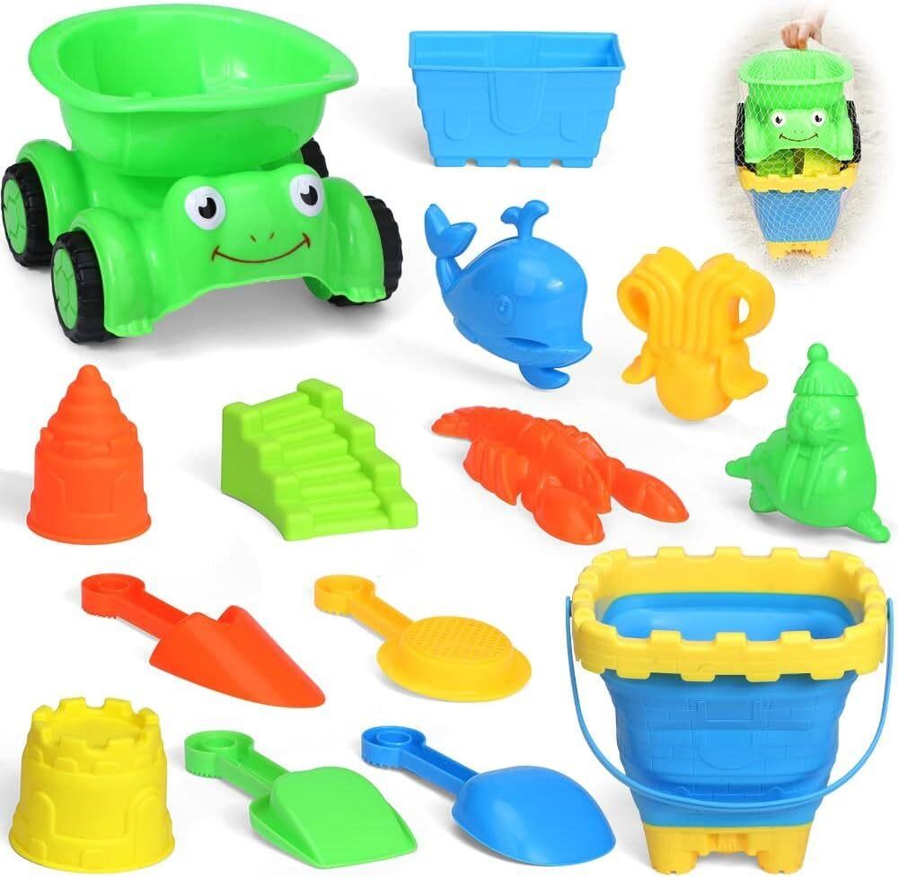 Beach Sand Toy Set  Bucket & Mold  14 Pack