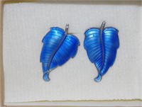 Danish sterling silver & blue enamel earrings