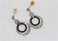 Platinum & 18ct gold, onyx and diamond earrings
