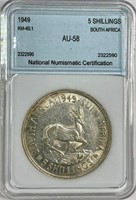 1949 South Africa 5 Shillings AU-58
