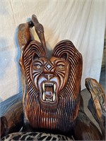 Carved Driftwood Lion Chair