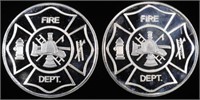 (2) 1 OZ .999 SILVER FIRE DEPARTMENT ROUNDS