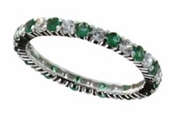 Brilliant Emerald & White Topaz Eternity Band