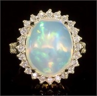 $10,190  8.13 cts Fire Opal & Diamond 14k Ring