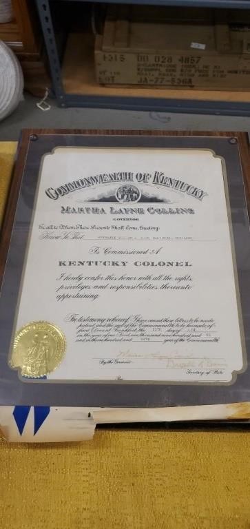 Kentucky colonel commemorative plaque June 11th