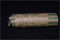 Dime Roll Containing (47) Dimes from 1946-1964