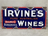IRVINE’S Pure Australian Wines Enamel Sign