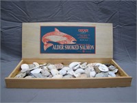 Vintage Alder Smoked Salmon Wooden Box Filled