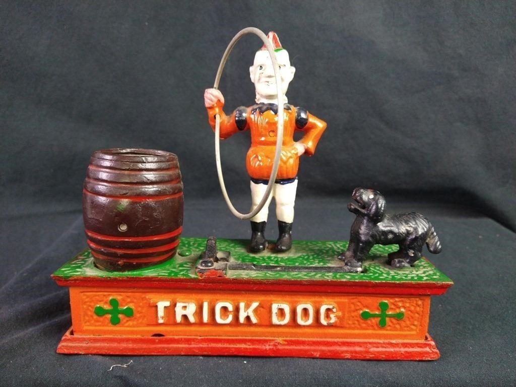 Cast Iron Trick Dog Coin Bank