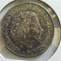 1956 Netherlands 1 Gulden Silver
