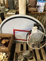 BASKETBALL BACKBOARD W/ PAIR OF HOOPS