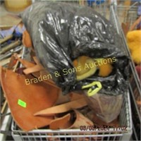 SHOPPING CART OF SCRAP LEATHER, CART NOT FOR SALE
