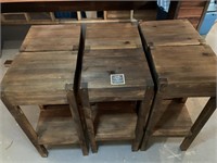 Set of 6 Rustic Handmade Wooden Bar Stools