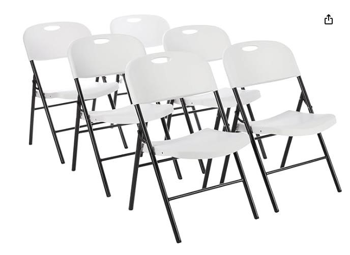 Amazon Basics Folding Chair - 6-Pack, White