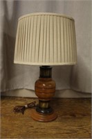 Wood & brass base lamp, 24.5"H