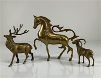 Set of 3 Brass animals