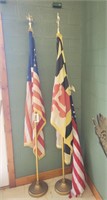 American & MD Flag on 8' Poles w/Base