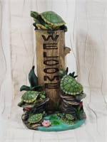 GARDEN STATUE WELCOME SIGN WITH TURTLES