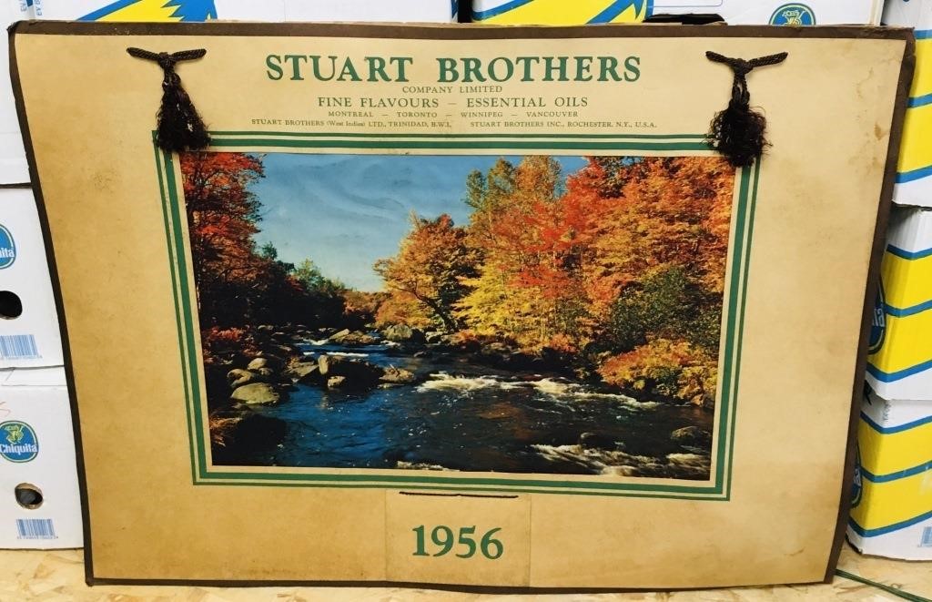 Large Stuart Bros. Co. 1956 Cardboard Calender