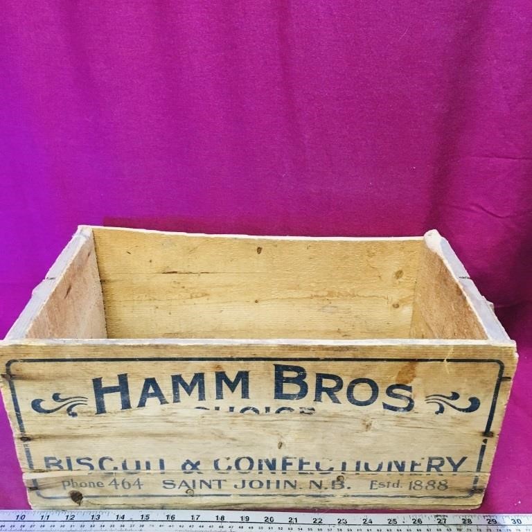 Hamm Bros. Saint John NB Wooden Biscuit Crate