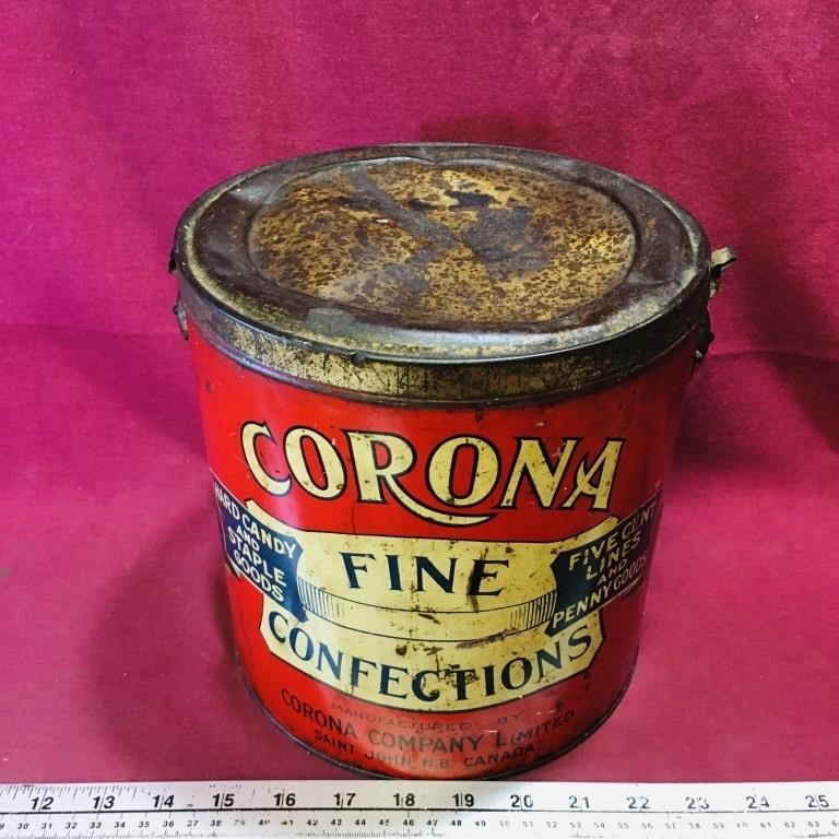 Corona Saint John NB Tin Hard Candy Bucket