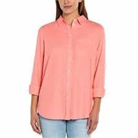 Gap Women's LG Long Sleeve Linen Shirt, Pink