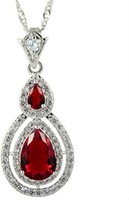 Pear Cut 3.40ct Ruby & White Topaz Necklace