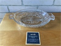 Cut Glass Divided Serving Oval Dish