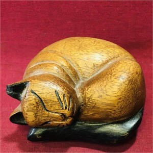 Woodcarved Decorative Cat