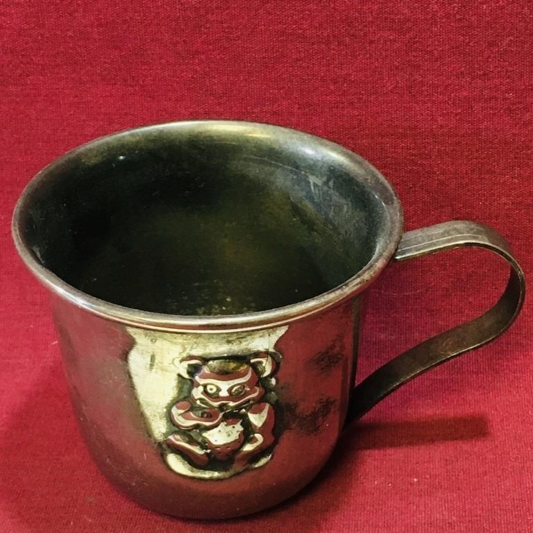Metal Teddy Bear Cup (Vintage) (2 1/4" Tall)