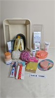 BEAUTY PRODUCTS AND ORGANIZER BASKETS